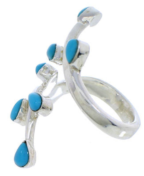 Southwest Turquoise Sterling Silver Ring Size 7-3/4 QX87525